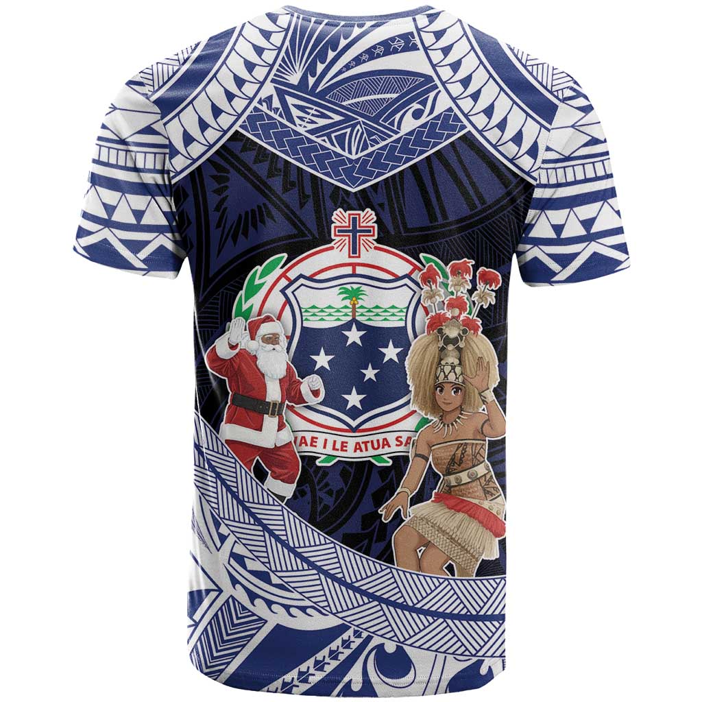 Samoa Christmas T Shirt Samoan Siva Dance With Santa - Polynesian Pride