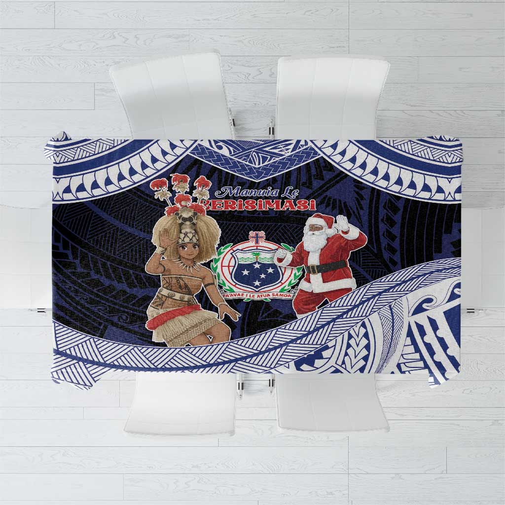 Samoa Christmas Tablecloth Samoan Siva Dance With Santa - Polynesian Pride
