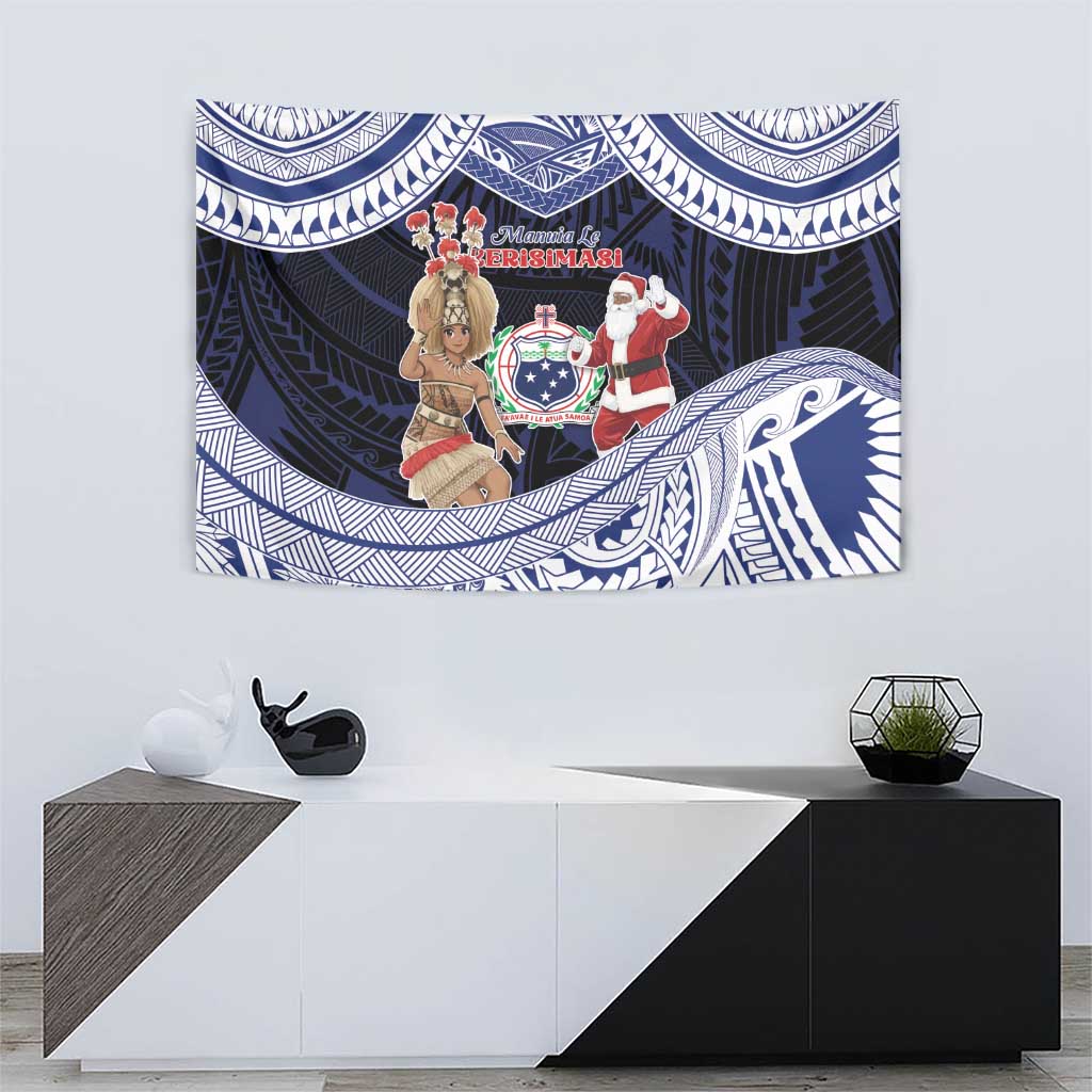 Samoa Christmas Tapestry Samoan Siva Dance With Santa - Polynesian Pride