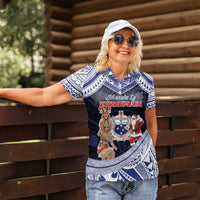 Samoa Christmas Women Polo Shirt Samoan Siva Dance With Santa - Polynesian Pride