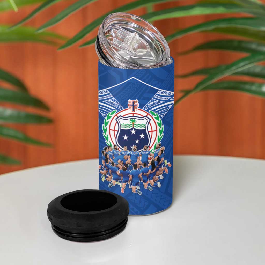 Toa Samoa 4 in 1 Can Cooler Tumbler Samoan Warrior Spirit Rugby - Polynesian Pride