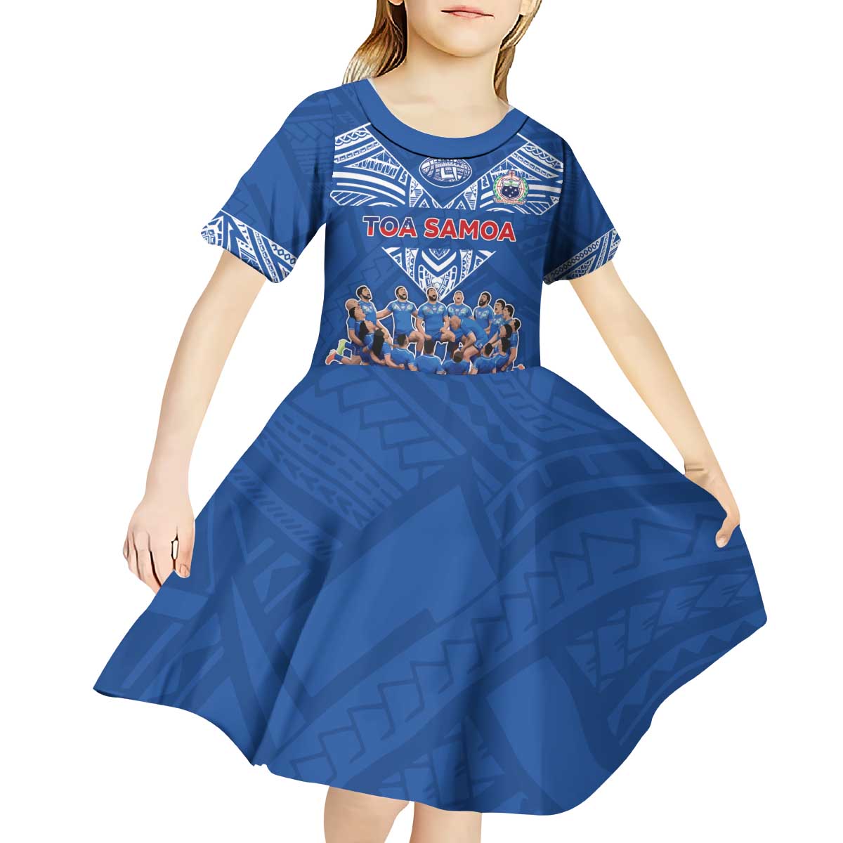 Toa Samoa Kid Short Sleeve Dress Samoan Warrior Spirit Rugby - Polynesian Pride