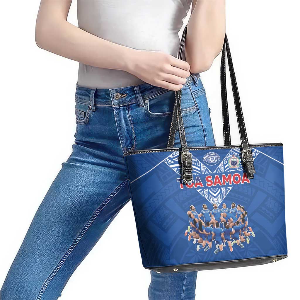 Toa Samoa Leather Tote Bag Samoan Warrior Spirit Rugby - Polynesian Pride