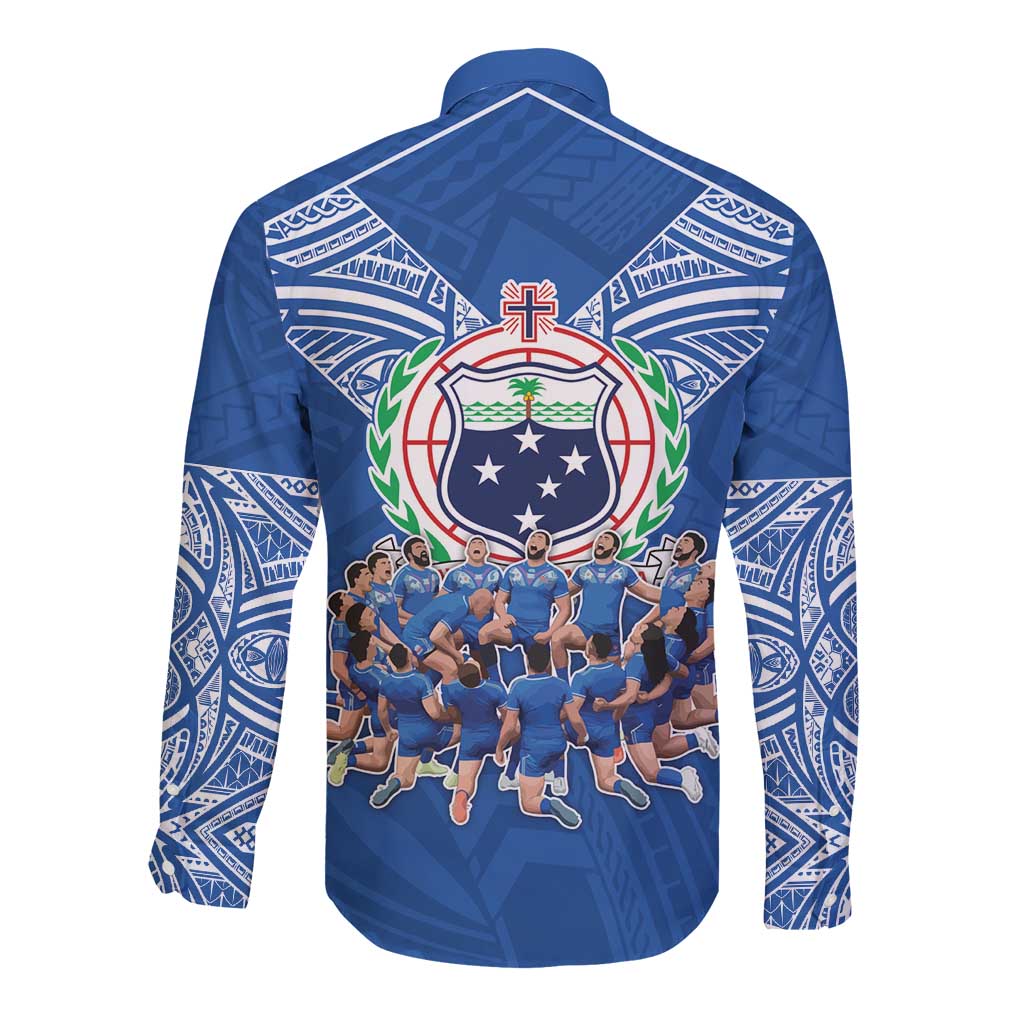 Toa Samoa Long Sleeve Button Shirt Samoan Warrior Spirit Rugby - Polynesian Pride