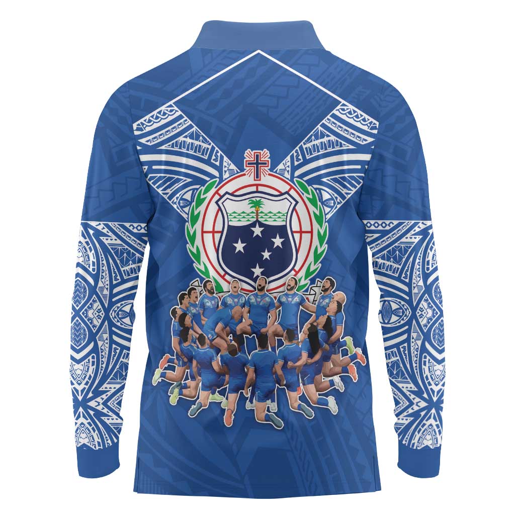 Toa Samoa Long Sleeve Polo Shirt Samoan Warrior Spirit Rugby - Polynesian Pride