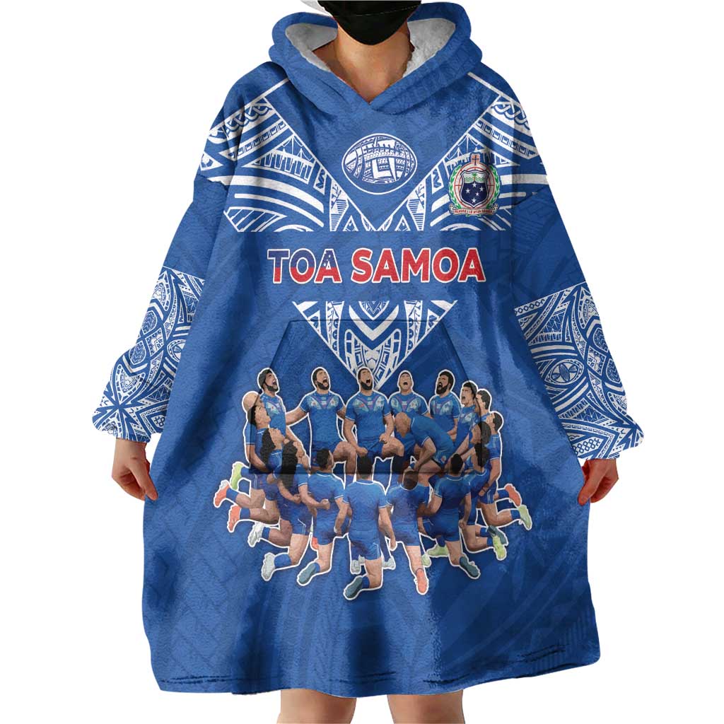 Toa Samoa Wearable Blanket Hoodie Samoan Warrior Spirit Rugby - Polynesian Pride