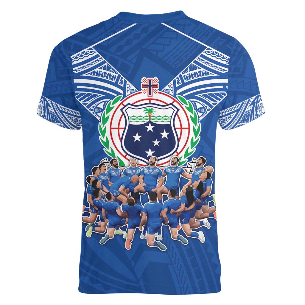 Toa Samoa Women V-Neck T-Shirt Samoan Warrior Spirit Rugby - Polynesian Pride