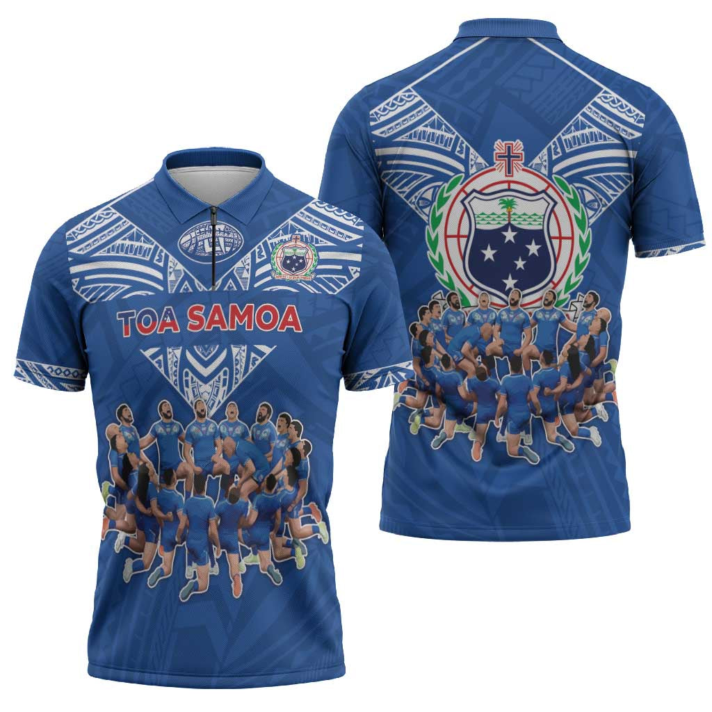 Toa Samoa Zipper Polo Shirt Samoan Warrior Spirit Rugby - Polynesian Pride