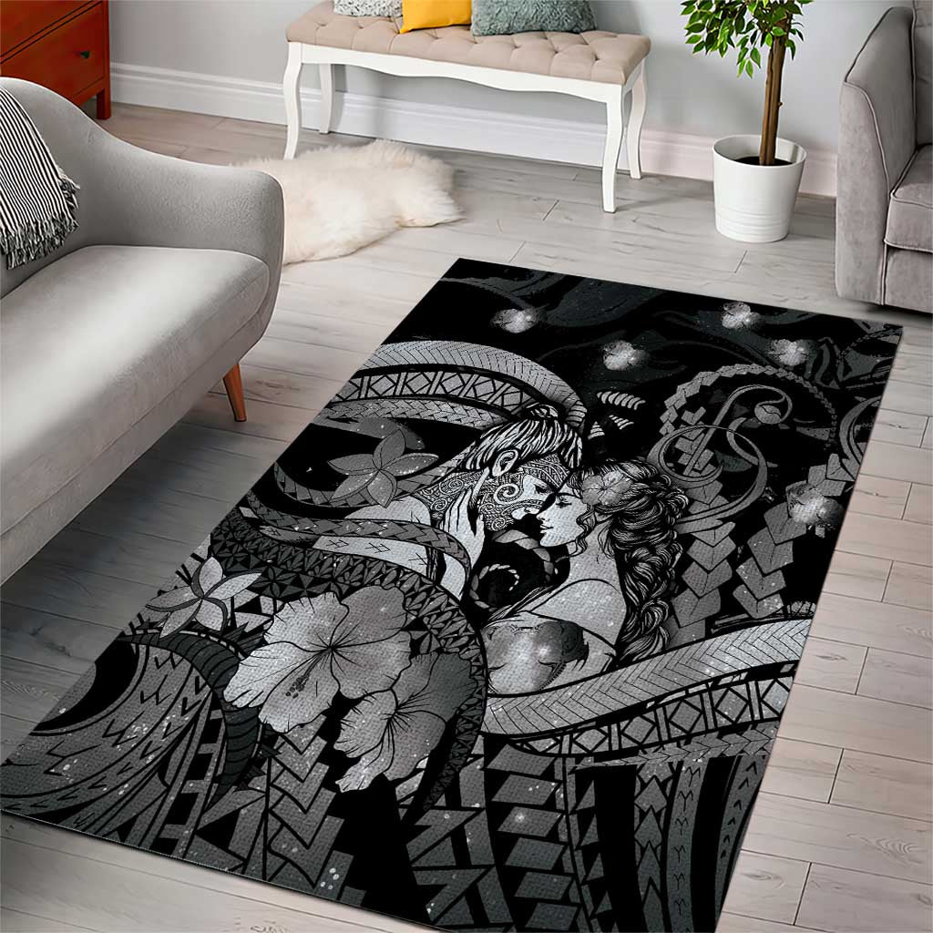 Maori Romantic Valentine Area Rug The Hongi Kiss Black Galaxy