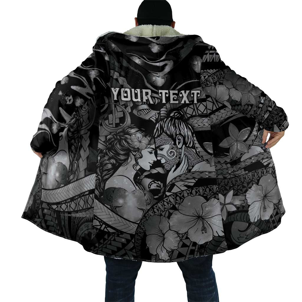 Personalised Maori Romantic Valentine Cloak The Hongi Kiss Black Galaxy DT05 - Polynesian Pride