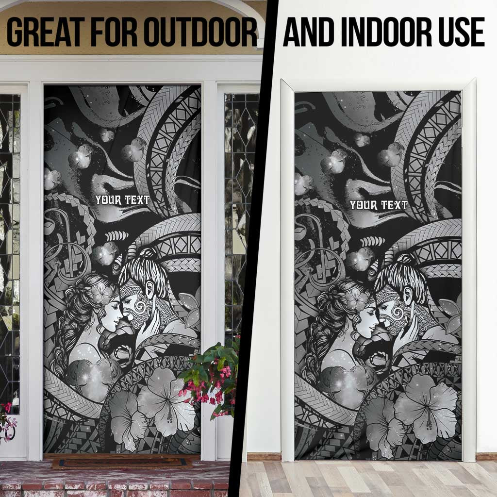 Personalised Maori Romantic Valentine Door Cover The Hongi Kiss Black Galaxy