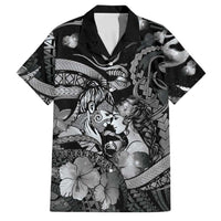 Personalised Maori Romantic Valentine Family Matching Short Sleeve Bodycon Dress and Hawaiian Shirt The Hongi Kiss Black Galaxy