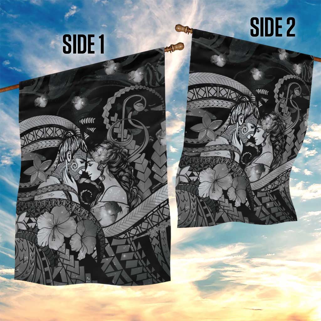 Maori Romantic Valentine Garden Flag The Hongi Kiss Black Galaxy