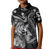 Personalised Maori Romantic Valentine Kid Polo Shirt The Hongi Kiss Black Galaxy DT05 Kid Black - Polynesian Pride