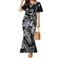 Personalised Maori Romantic Valentine Mermaid Dress The Hongi Kiss Black Galaxy