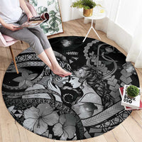 Maori Romantic Valentine Round Carpet The Hongi Kiss Black Galaxy
