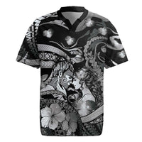 Personalised Maori Romantic Valentine Rugby Jersey The Hongi Kiss Black Galaxy