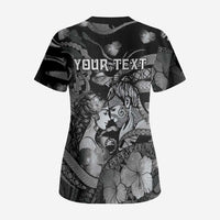 Personalised Maori Romantic Valentine Scrub Top The Hongi Kiss Black Galaxy DT05 - Polynesian Pride