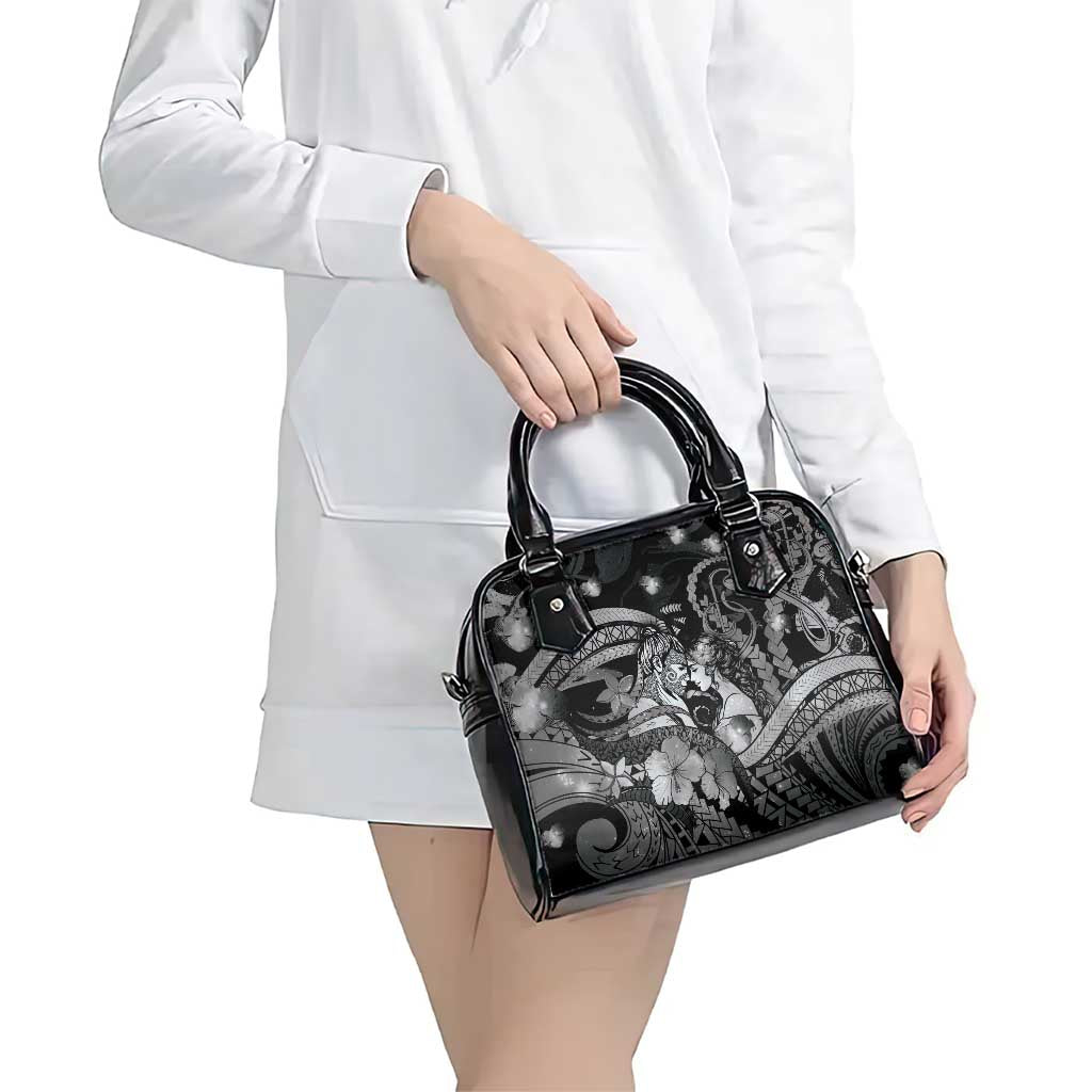 Maori Romantic Valentine Shoulder Handbag The Hongi Kiss Black Galaxy DT05 - Polynesian Pride