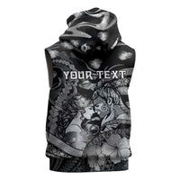Personalised Maori Romantic Valentine Sleeveless Zip Hoodie The Hongi Kiss Black Galaxy