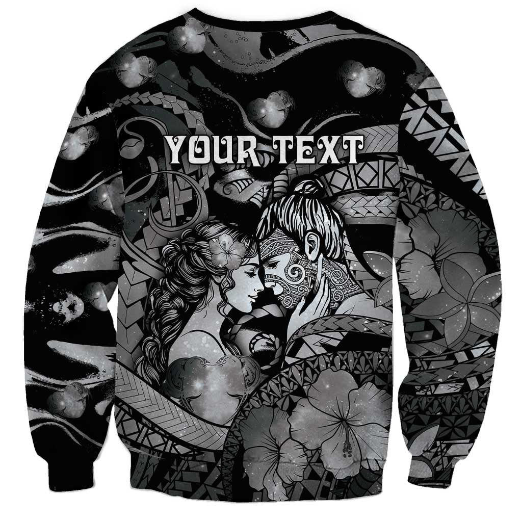 Personalised Maori Romantic Valentine Sweatshirt The Hongi Kiss Black Galaxy DT05 - Polynesian Pride