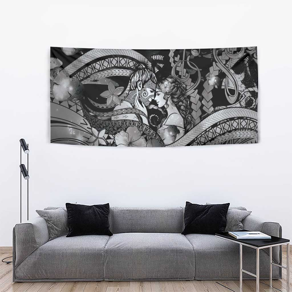 Maori Romantic Valentine Tapestry The Hongi Kiss Black Galaxy DT05 - Polynesian Pride