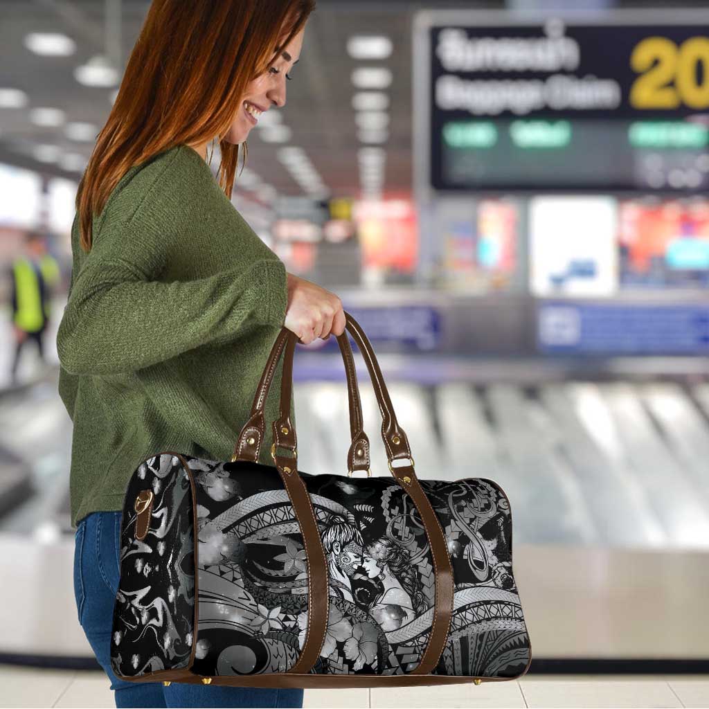 Maori Romantic Valentine Travel Bag The Hongi Kiss Black Galaxy
