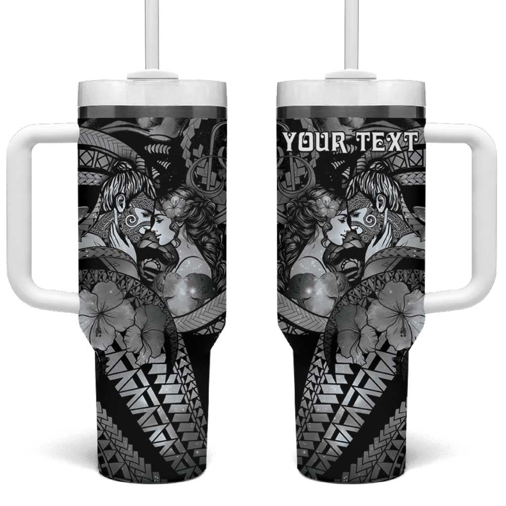 Personalised Maori Romantic Valentine Tumbler With Handle The Hongi Kiss Black Galaxy
