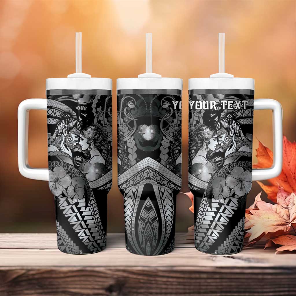 Personalised Maori Romantic Valentine Tumbler With Handle The Hongi Kiss Black Galaxy