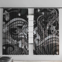 Maori Romantic Valentine Window Curtain The Hongi Kiss Black Galaxy DT05 With Hooks Black - Polynesian Pride