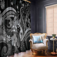 Maori Romantic Valentine Window Curtain The Hongi Kiss Black Galaxy DT05 - Polynesian Pride