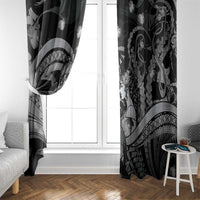 Maori Romantic Valentine Window Curtain The Hongi Kiss Black Galaxy DT05 - Polynesian Pride