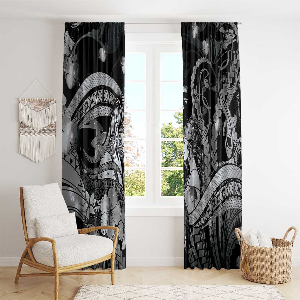 Maori Romantic Valentine Window Curtain The Hongi Kiss Black Galaxy DT05 - Polynesian Pride
