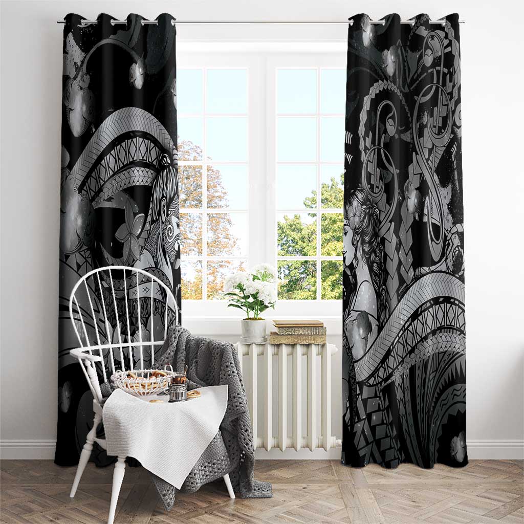 Maori Romantic Valentine Window Curtain The Hongi Kiss Black Galaxy DT05 - Polynesian Pride