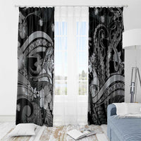 Maori Romantic Valentine Window Curtain The Hongi Kiss Black Galaxy DT05 - Polynesian Pride