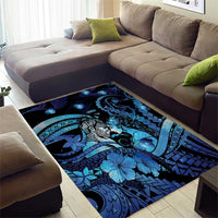 Maori Romantic Valentine Area Rug The Hongi Kiss Blue Galaxy