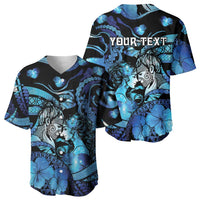 Personalised Maori Romantic Valentine Baseball Jersey The Hongi Kiss Blue Galaxy