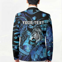 Personalised Maori Romantic Valentine Blazer The Hongi Kiss Blue Galaxy