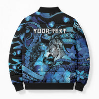 Personalised Maori Romantic Valentine Bomber Puffer Jacket The Hongi Kiss Blue Galaxy DT05 - Polynesian Pride