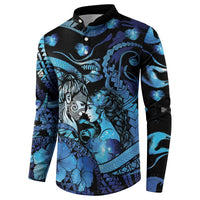Personalised Maori Romantic Valentine Button Sweatshirt The Hongi Kiss Blue Galaxy DT05 - Polynesian Pride
