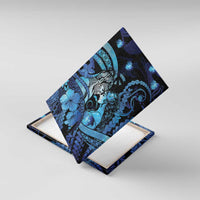 Maori Romantic Valentine Canvas Wall Art The Hongi Kiss Blue Galaxy DT05 With Frame Blue - Polynesian Pride
