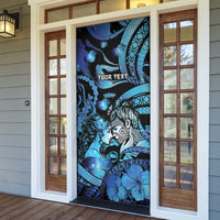 Personalised Maori Romantic Valentine Door Cover The Hongi Kiss Blue Galaxy DT05 - Polynesian Pride