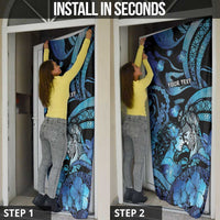 Personalised Maori Romantic Valentine Door Cover The Hongi Kiss Blue Galaxy DT05 - Polynesian Pride