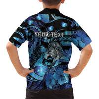 Personalised Maori Romantic Valentine Family Matching Off Shoulder Short Dress and Hawaiian Shirt The Hongi Kiss Blue Galaxy