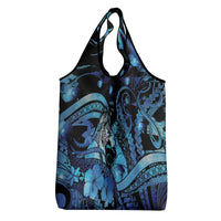 Maori Romantic Valentine Grocery Bag The Hongi Kiss Blue Galaxy