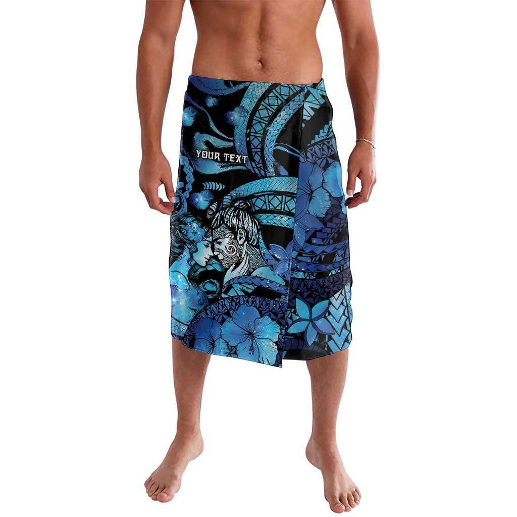 Personalised Maori Romantic Valentine Lavalava The Hongi Kiss Blue Galaxy DT05 Blue - Polynesian Pride
