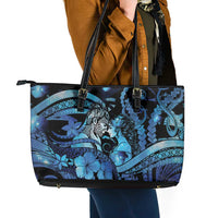 Maori Romantic Valentine Leather Tote Bag The Hongi Kiss Blue Galaxy DT05 - Polynesian Pride