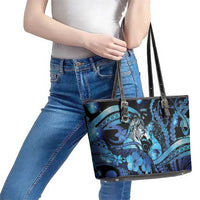 Maori Romantic Valentine Leather Tote Bag The Hongi Kiss Blue Galaxy DT05 - Polynesian Pride