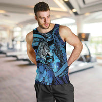 Personalised Maori Romantic Valentine Men Tank Top The Hongi Kiss Blue Galaxy