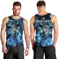 Personalised Maori Romantic Valentine Men Tank Top The Hongi Kiss Blue Galaxy